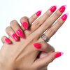 GLAMERMAID Press on Nails Short Almond, Handmade Fluorescence Hot Pink Glue on Gel Nails, Short Stiletto Acrylic False Nails Kits Reusable UV Finish Full Cover Stick on Nails for Women Girls