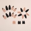 Black Press on Nails Medium Almond Fake Nails Matte False Nails Press ons with Designs French Tip Acrylic Full Cover Glue on Nails Artificial Stick on Nails for Women Manicure 24 Pcs