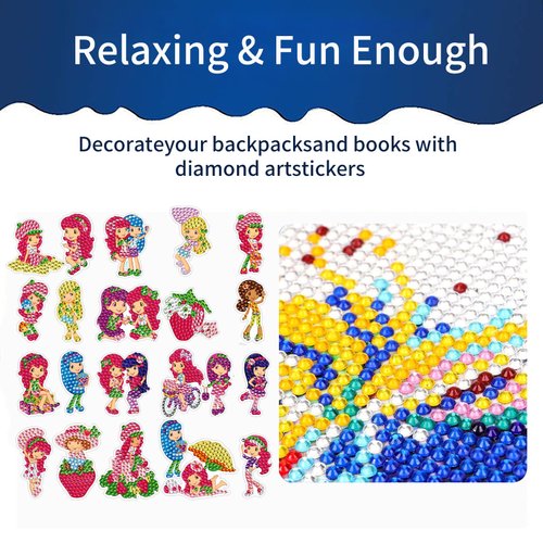 FLYSONG Diamond Art Kits for Kids Adults,DIY Cartoon Princess 22 Pcs Creative Diamond Art Stickers - Gem Painting Craft Mosaic Stickers by Number Kits (Cartoon Princess)