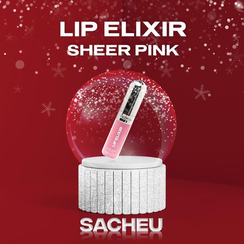 Sacheu Lip Elixir Nourishing Lip Glaze and Lip Tint Gloss. High-Shine Lip Gloss. Moisturizing Lip Gloss Enriched with Lip Oils For Hydrating Smooth Finish, Cruelty-Free (Sheer Pink)