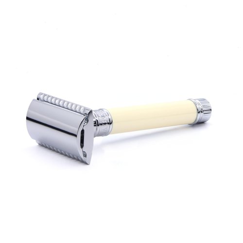 Edwin Jagger DE87BLAMZ Classic Double Edge Manual Eco-Friendly and Reusable Safety Razor for Men and Women for Shaving Cream or Soap Fits All DE Razor Blades (Imitation Ivory)