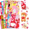 12Sheets Valentines Stickers Crafts for Kids - Make-A-Dinosaur/Llama/Bear/Cupid/Gnome Face Sticker- Valentine's Day Gifts Goodie Bag Stuffer School Classroom Activity Games Party Favors (Small Size)