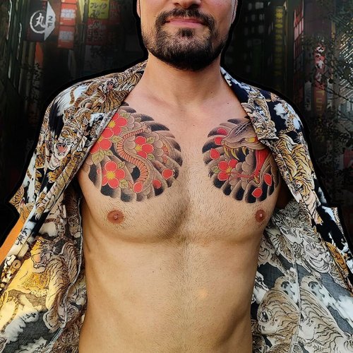 Majima Inspired Temporary Tattoos (Chest SET) - Japanese Temporary Tattoo/Cosplay Tattoo/Halloween Yakuza Temporary Tattoos
