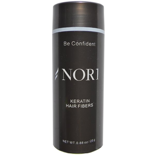 Nor1 Keratin Hair Building Fibers: Hair Fiber Filler and Thickener for Men and Women - Cover Up and Concealer for Thinning Areas or Minor Bald Spot - Thicker, Fuller Hair in Seconds - 25 grams, Black