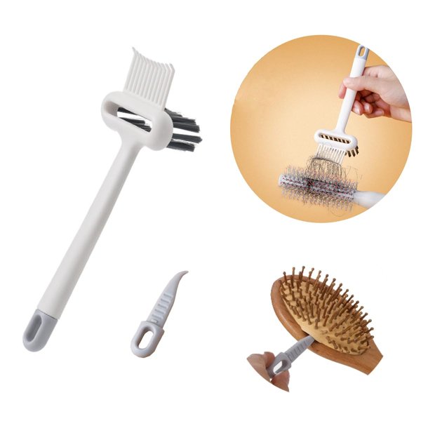 Hair Brush Cleaning Tool Comb Cleaning Brush Hair Brush Cleaner Comb, 2-in-1 Hair Brush Cleaning Tool, Hair Brush Remover Rake for Removing Hair Dust,Home and Salon Use(1 Pack-White)