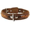 Brown Genuine Leather Braided Dog Collar, 1" Wide. Fits 14"-17" Neck.