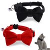 2 Pcs Velvet Cat Collar with Bell and Bowtie, Adjustable Breakaway Cat Collars Kitten Small Puppy Safety Bow Tie Solid Wedding Basic Color Cat Bow Tie Collar