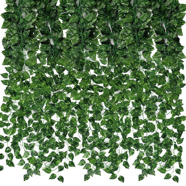 CEWOR 24 Pack 173ft Artificial Ivy Greenery Garland, Fake Vines Hanging Plants Backdrop for Room Bedroom Wall Decor, Green Leaves for Jungle Theme Party Wedding Decoration