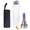 ChezMax Crystal Glass Water Bottle, Glass Water Bottle with Changeable Natural Crystal Center, Quartz Gemstone Water Bottle for Natural