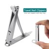 XGIZMOO Ultra Thin Portable Fingernail Clipper Mini Travel Folding Toe Nail Clippers, Wide Jaw Cutter with Keychain Curved Trimmer, Flip Open Brushed Finish (Small-Brushed)