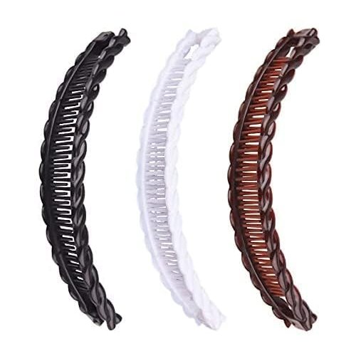 2 Pack Banana Clips for Thick Curly Hair: Black and Tortoiseshell Vintage Clincher Combs, Hair Accessories Long Hair Clips and Claws Set for Women