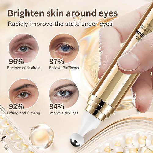 Advanced Caffeine Eye Serum 5% Caffeine Anti-Aging, Under Eye Treatment for Dark Circles and Puffiness Eye Care Eye Serum with 360° Massage Ball Reduce Eye Bags 0.5 fl oz