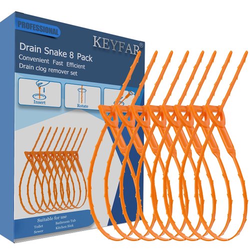 8 Pack 25inch Drain Snake Clog Remover, Drain Hair Remover, Sink Snake Drain Auger Cleaner Tool For Bath Tub, Toilet, Kitchen Sink, Sewer