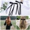 NYXXZ Hair Bow Clips for Girls, 4 Pcs Ribbon Bowknot Tassel Long Tail Hair Clips, Black Hair Bow, Women's Hair Clip Ribbon Hair Ties Barrettes Hair Pins Accessories