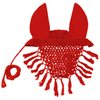 Derby Originals Crochet Horse Fly Veil Ear Bonnet with Fringe,Red,Full Size,72-7106-RD
