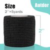 Autdor Tattoo Grip Cover Wrap - 12Pcs 2" x 5 Yards Disposable Cohesive Tattoo Grip Tape Wrap Black Elastic Bandage Rolls Self-Adherent Tape for Tattoo Machine Grip Tube, Sports Tape