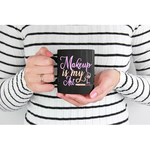 Makeup Is My Art with Eyeshadow Palette, Makeup Artist or Lovers, Cosmetologists & Beauticians, Black 11oz Ceramic Mug