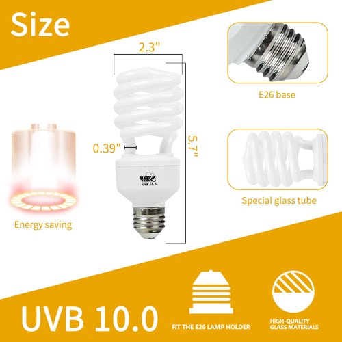 LUCKY HERP Desert UVA UVB Reptile Light Bulb 10.0 26W Compact Fluorescent Lamp
