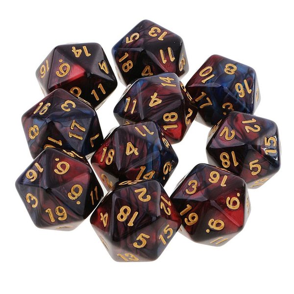 Yiotfandoll 10PCS Polyhedral Dice D20 Dice 20mm Acrylic 20 Sided Dice Game Dice for RPG MTG DND Dice Table Games (Red Blue)