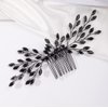 Missgrace Women Handmade Gothic Black Full Rhinestones Side Hair Comb Prom Party Special Occasion Punk Headpiece Black Women Rhinestones Hair Accessories for Women Gilrs (Black 1)