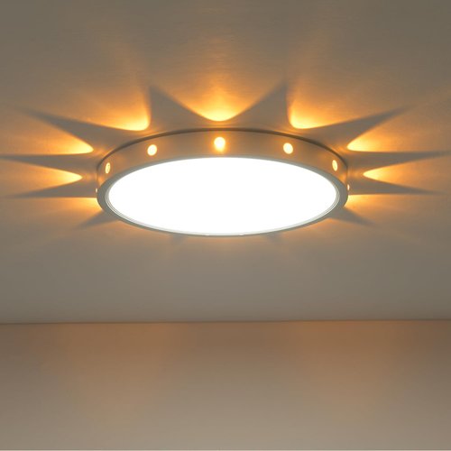 Anmaice 12 Inch LED Flush Mount Ceiling Light Fixture with Night Light, 24W 2500LM 3000K/4000K/5000K Selectable, Dimmable Ceiling Lights for Bedroom, Dining Room, Kitchen, Round White