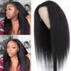 HANSAMU 24 Inch 13x4x1 Kinky Straight Lace Front Long Human Hair Wigs for Women Glueless Lace Wigs,Synthetic Yaki Straight Lace Front Wig Heat Resistant Natural Black With Baby Hair