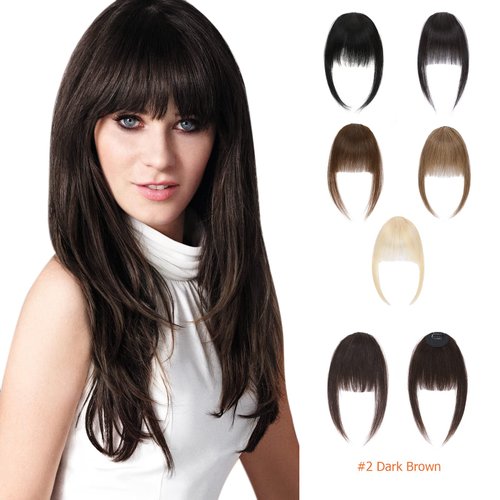 Clip in Bangs Hair Clip S-noilite Human Hair Bangs Hair Pieces for Women Wispy Bangs Fake Bangs #2 Dark Brown Bang 9g Faux Bangs Clip Human Hair（Wispy Bangs#2 Dark Brown）