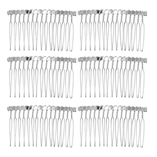 Senkary 10 Pieces Hair Comb Clip Metal Wire Hair Combs Wedding Veil Combs (15 Teeth, Silver)