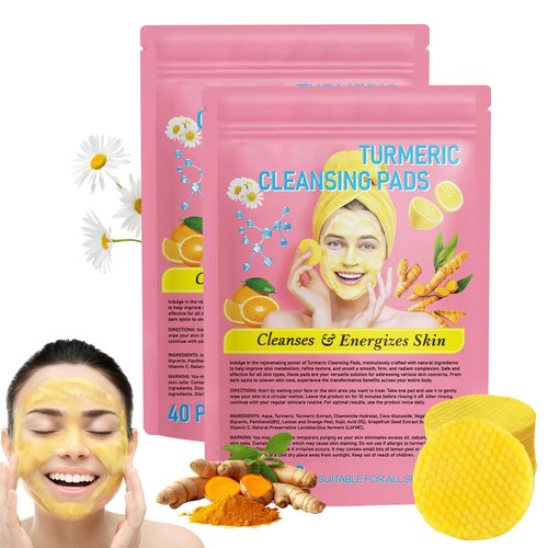 usemy Turmeric Cleansing Pads, Turmeric Cleansing Pads for Face Dull Skin, Turmeric Cleansing Pads Helps Balance Skin Oil And Water, Deep Cleansing with Lemon Extract (80pcs)