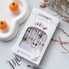 OHWODA 24Pcs Halloween Press on Nails Short Mummy Design Fake Nails Square Shape Glue on Nails Full Cover Odd Halloween Skull Nails Short Stick on Nails for Women Girls Halloween Day Nail Art Decor