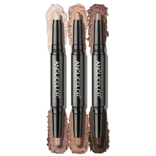 Anglicolor Eye Shadow Sticks,Pearlescent Matte Dual Color Cream Eyeshadow Stick,Shimmer Highlighter Long Lasting Waterproof,Highly Pigmented Color (3PC 01+02+03)