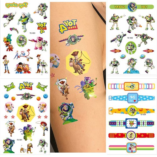 GODSON Cartoon Tattoos 4sheets Fake Temporary Tattoos for Kids Boys Women Adults Cartoon Birthday Party Supplies