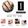 MISUD Press on Nails Medium Almond Fake Nails Matte Glue on Nails Black Ombre Acrylic Nails Stiletto Artificial Nails Bling Gold Glitter Swirl Stick on False Nails with Design 24 pcs