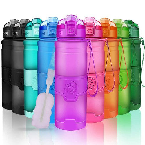 ZORRI Sport Water Bottle for Kids, 700ml/24oz - Bpa Free Eco-Friendly Tritan Plastic, Reusable Drinks Water Bottles with Filter, Leak Proof Flip Top, Open with 1-Click - for Gym, Yoga, Running