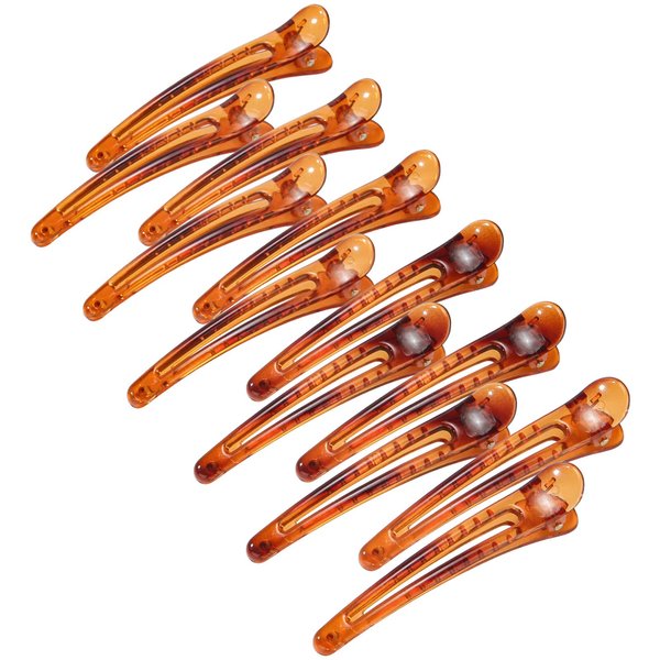 EWSNM Hair Clip for Women, 12 Pcs Duckbill Alligator Hair Barrettes Pins, Non Slip Colorful Plastic Duck Billed Hair Clips for Styling Sectioning-Brown