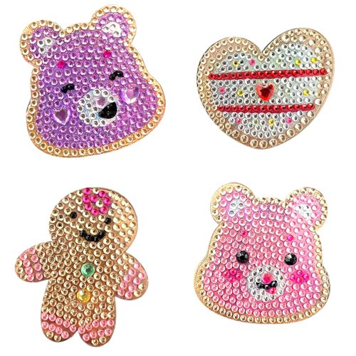 StickerBeans® “The Original Rhinestone Sticker” - Limited Edition Care Bear Cookies Collection (2" x 2", 4-Pack) - Sparkly, Adhesive Back - Collect, Trade, Gift - Adorn Laptop, Phone, Water Bottle