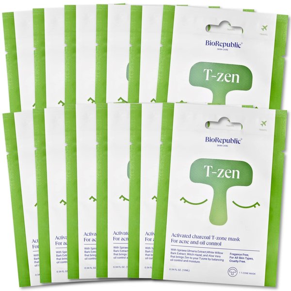 BioRepublic Tzen T-Zone Mask Forehead and Nose Mask Acne Spot Treatment with Evermat, Dermapur HP, Activated Charcoal, Witch Hazel, Irritation & Oil Control, Stocking Stuffers, Pack of 12