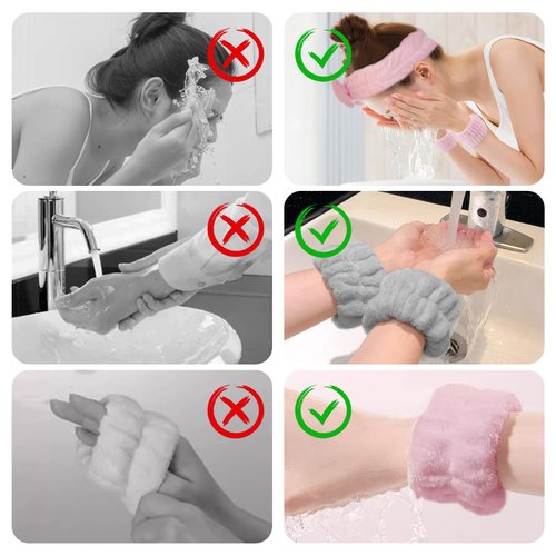 Headband for Washing Face Set, Makeup Headband, Skincare Headbands, SPA Headband Wristband for Washing Face, Hooks for Wristbands Hairbands, Hair Clips, Arm Bands for Washing Face