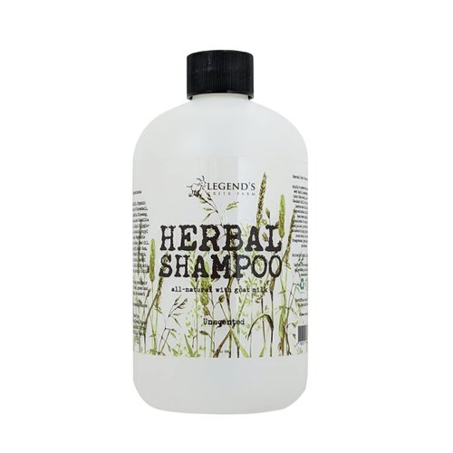Legend's Creek Farm, Herbal Goat Milk Shampoo, Gently Cleansing & Soothing, Calendula, Rosehip, & Ginseng, Intense Softness & Shine, For Dry & Damaged Hair, Handmade in USA, 16 fl. Oz (Unscented H.S.)