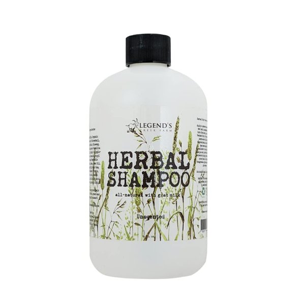 Legend's Creek Farm, Herbal Goat Milk Shampoo, Gently Cleansing & Soothing, Calendula, Rosehip, & Ginseng, Intense Softness & Shine, For Dry & Damaged Hair, Handmade in USA, 16 fl. Oz (Unscented H.S.)