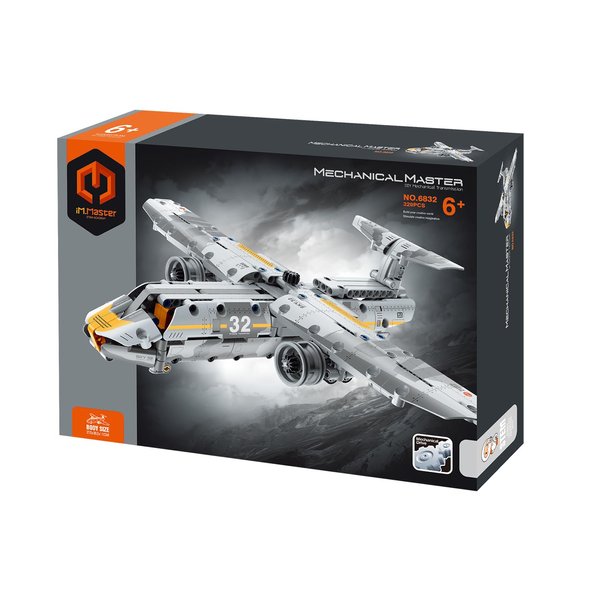 iM. Master STEM Academy: Mechanical Transmission Engineering Building Toy, Military Transport Aircraft Building Blocks Take Apart Toy, 329 Pcs DIY Building Kit, Learning Engineering Construction Toys