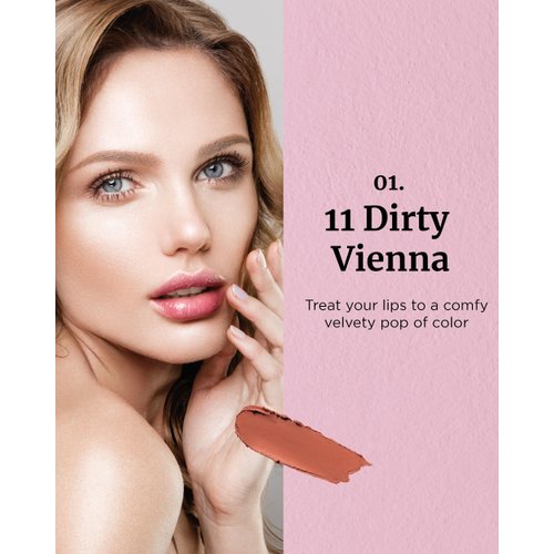 VDL Lip Stain Comfort Slip Lipstick 11, Dirty Vienna - Lightweight, Matte, Smooth Lipstick for Effortless Comfort. Vibrant and Long-Lasting Lip Color (0.09 oz) | Korean Makeup