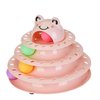 Suhaco Interactive Cat Toys for Indoor Cats Fun Roller 4 Level Cat Tower with Cute Stickers Turntable Kittens Ball Teaser Toy (Pink)