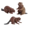 3PCS Safari Animal Figurines, Toy Animals for Kids with Beavers, Cake Toppers