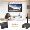 YMOO 2.4Ghz Wireless Audio Transmitter Receiver,48kHz/24bit HiFi Audio,20ms Ultra Low Latency,320ft Long Range RCA Jack Adapter for Speaker/soundbar to TV/PC/CD Player/Computer/Projector