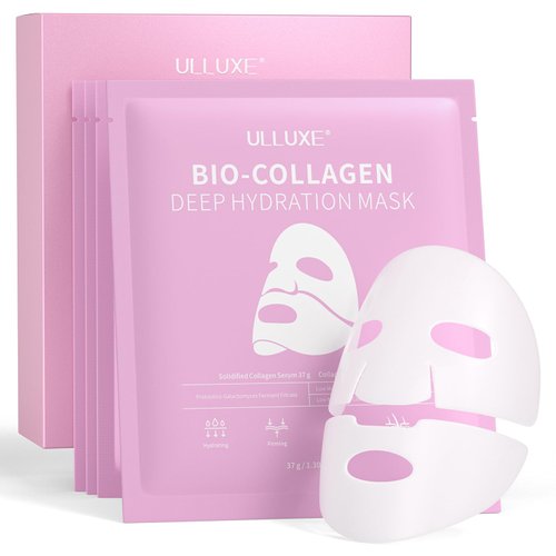 Real Deep Collagen Face Mask, Hydrating Overnight Facial Hydrogel Mask with Low Molecular Weight Collagen for Elasticity, Firming, Lifting, and Pore Minimizing, Korean Beauty Favorite, 37g x 4ea