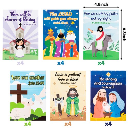 ANGOLIO 24PCS Christian Bible Coloring Book for Kids Easter Holiday Activities Coloring Books Bible Verse Drawing Supplies for Sunday School Classroom Rewards Goodies Bag