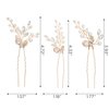SWEETV Hair Pins, 3Pcs Bridal Hair Accessories Pearl Bride Wedding Hair Pins Leaf Bridal Head Piece Rhinestones Gold Hair Jewelry for Women and Girls