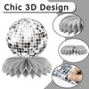 15 PCS Silver Disco Theme Honeycomb Centerpieces Disco Ball Party Decorations 70s Disco Party Table Centerpieces for Back to 70s Party Supplies Favors