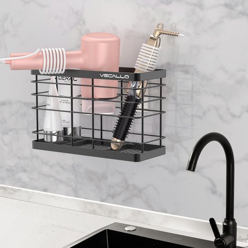 Vecallo Hair Dryer Holder - Hair Tool Organizer Wall Mount/Adhesive Blow Dryer Holder/Curling iron holder Cabinet Door Bathroom Organizer for Hair Dryer, Curling Wands, Hair Straighteners